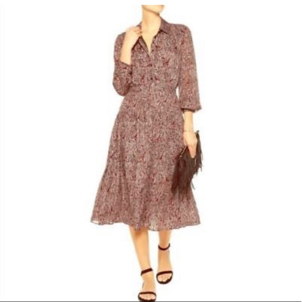Rebecca Minkoff silk long-sleeve midi dress, small